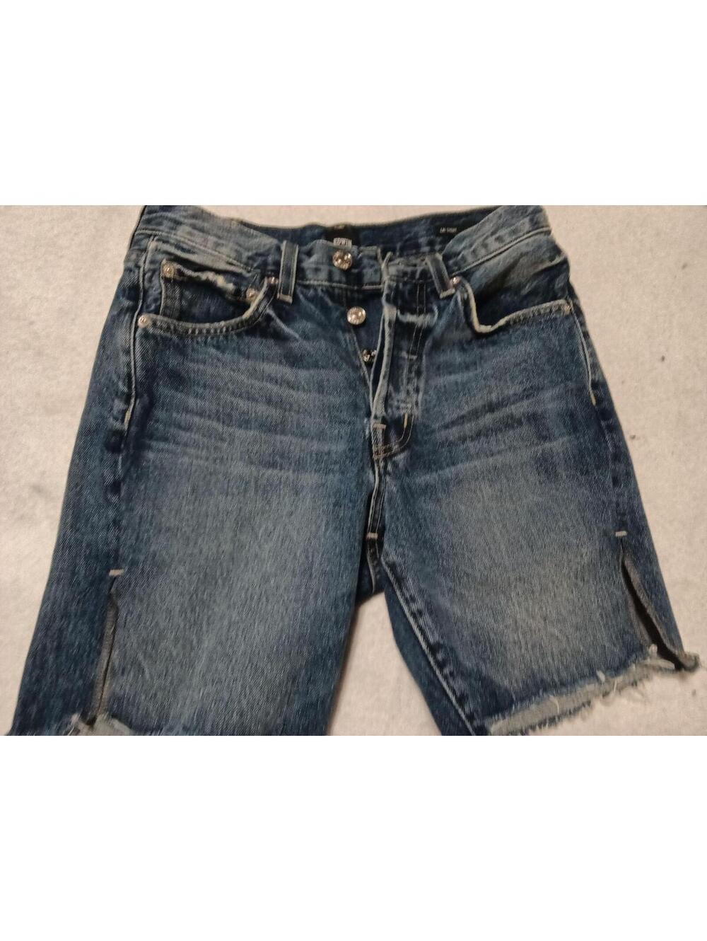 Edwin CAI Short Denim Shorts 7" InseamSize 24 Blue Frayed Hem Distressed